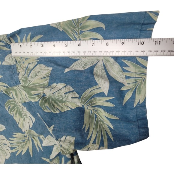 Cooke Street Honolulu Mens Hawaian Shirt Xl Blue Green Floral Print Beachwear - Picture 8 of 9